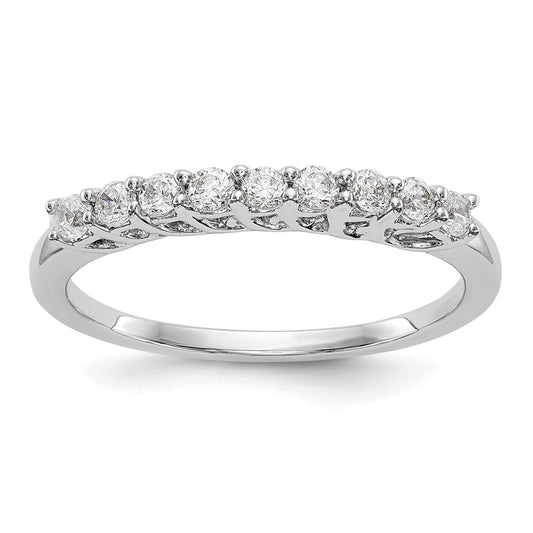 0.31ct. CZ Solid Real 14K White Gold 9-Stone Wedding Band Ring