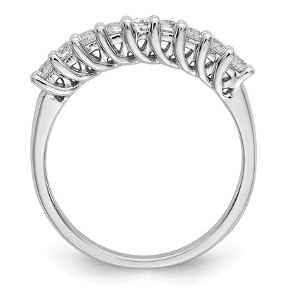 0.45ct. CZ Solid Real 14K White Gold 9-Stone Wedding Band Ring