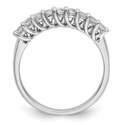 14K White Gold 9-Stone Real Diamond Band