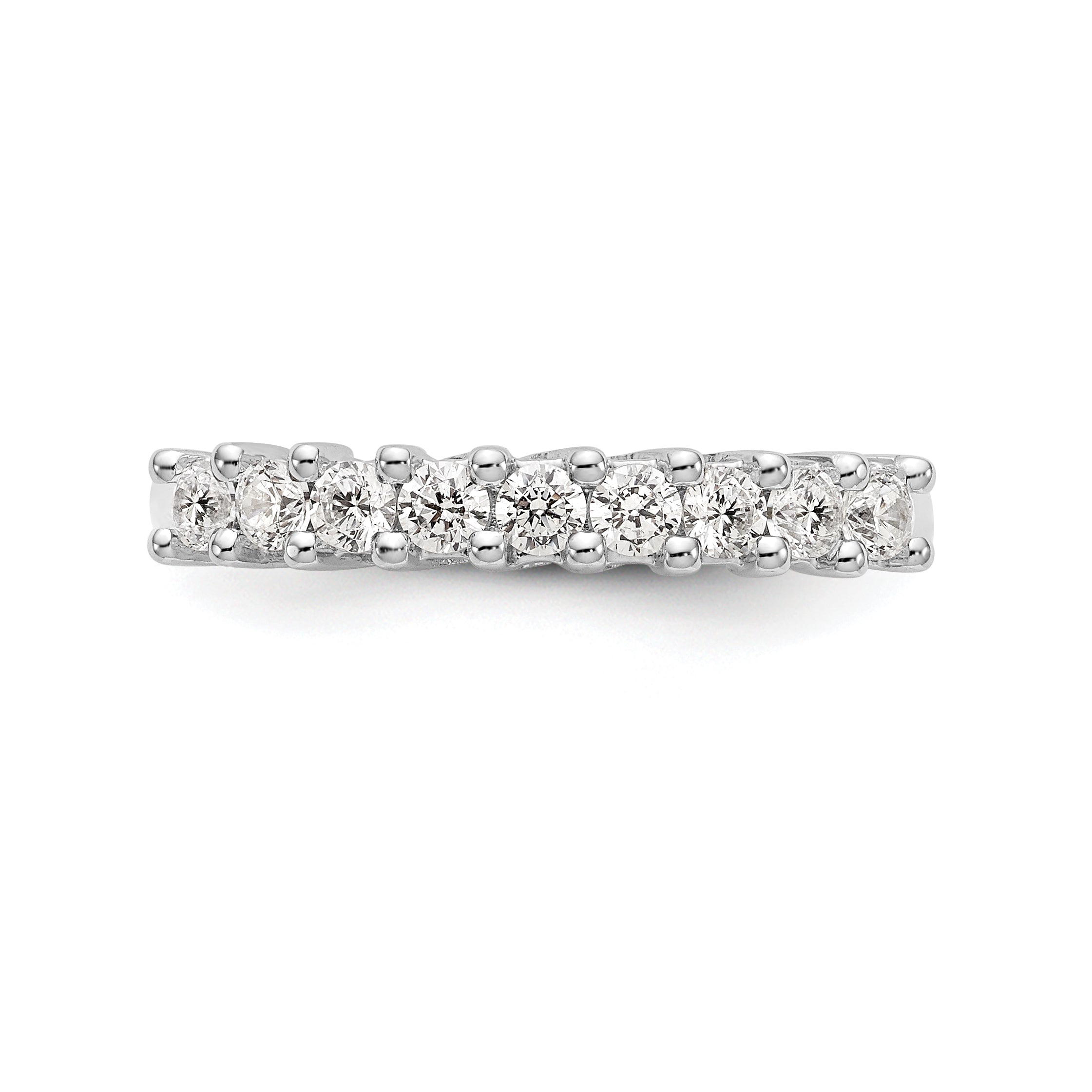 0.45ct. CZ Solid Real 14K White Gold 9-Stone Wedding Band Ring