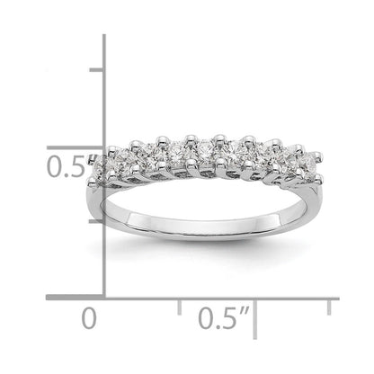14K White Gold 9-Stone Real Diamond Band