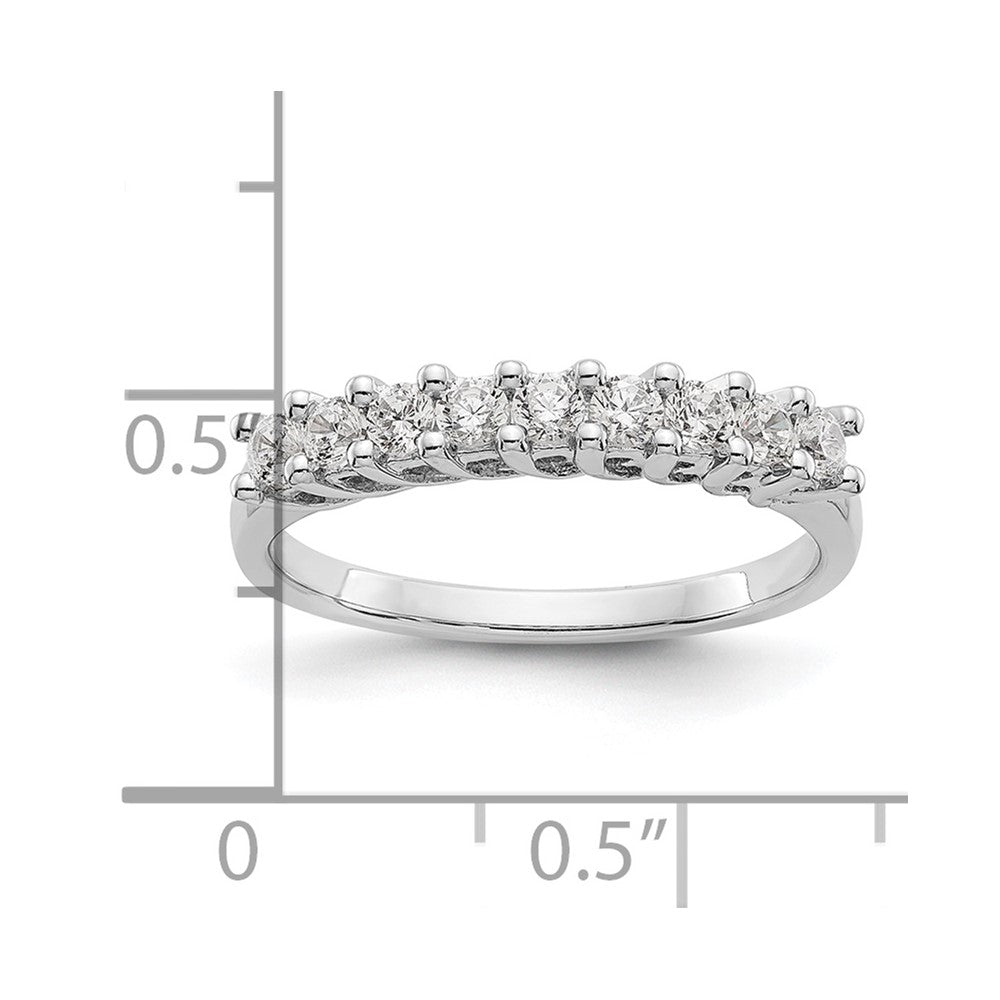 14k White Gold 9-Stone Shared Prong 1/2 carat Complete Round Diamond Band