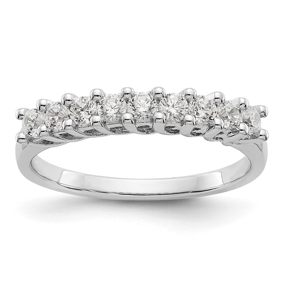 14k White Gold 9-Stone Shared Prong 1/2 carat Complete Round Diamond Band