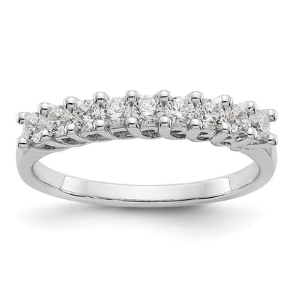 14k White Gold 9-Stone Shared Prong 1/2 carat Complete Round Diamond Band