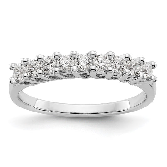 14k White Gold 9-Stone Shared Prong 1/2 carat Complete Round Diamond Band