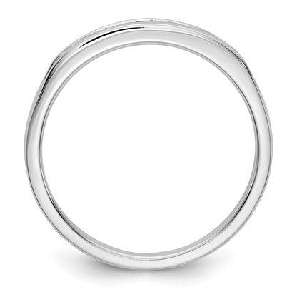 0.15ct. CZ Solid Real 14K White Gold 9-Stone Channel Wedding Band Ring