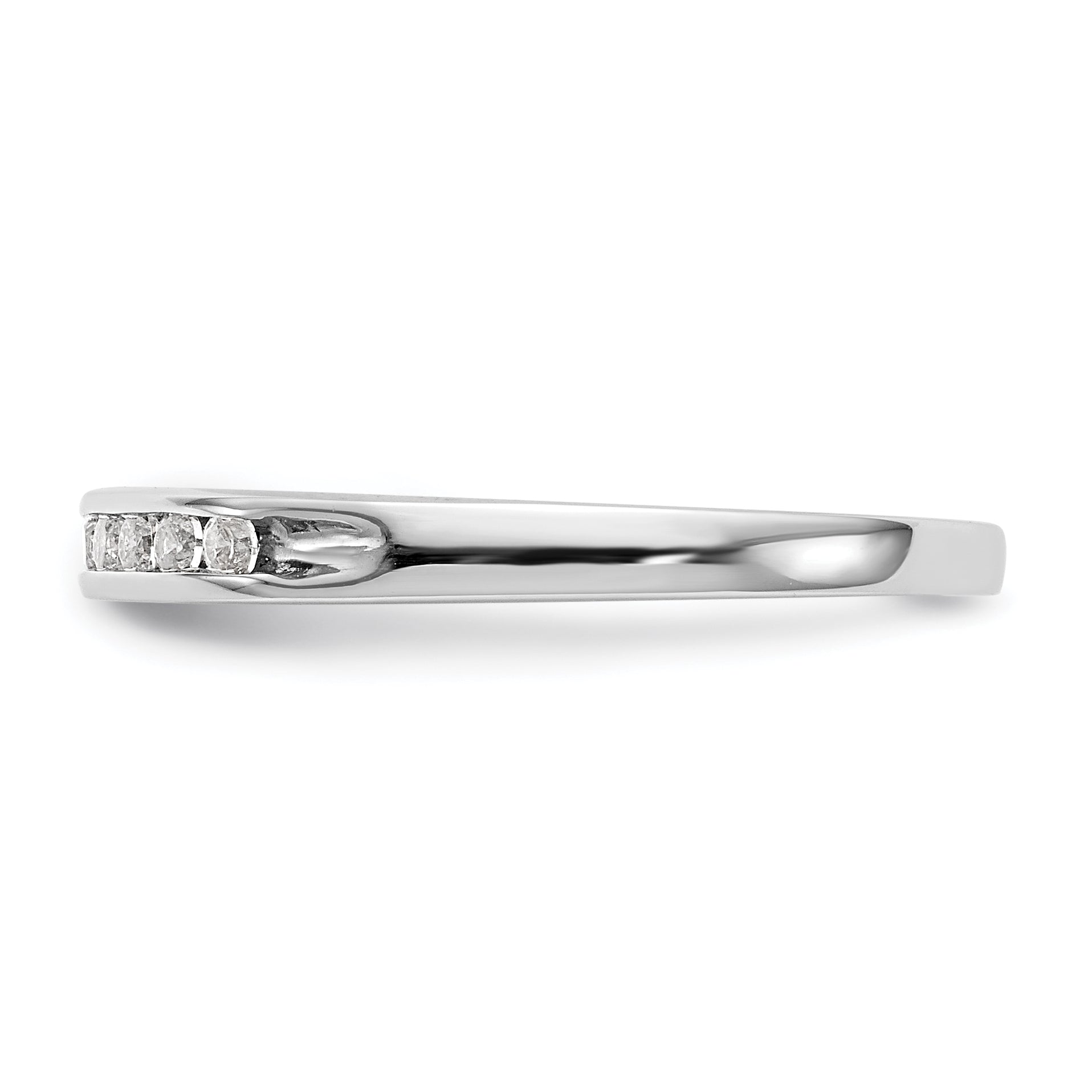 0.15ct. CZ Solid Real 14K White Gold 9-Stone Channel Wedding Band Ring