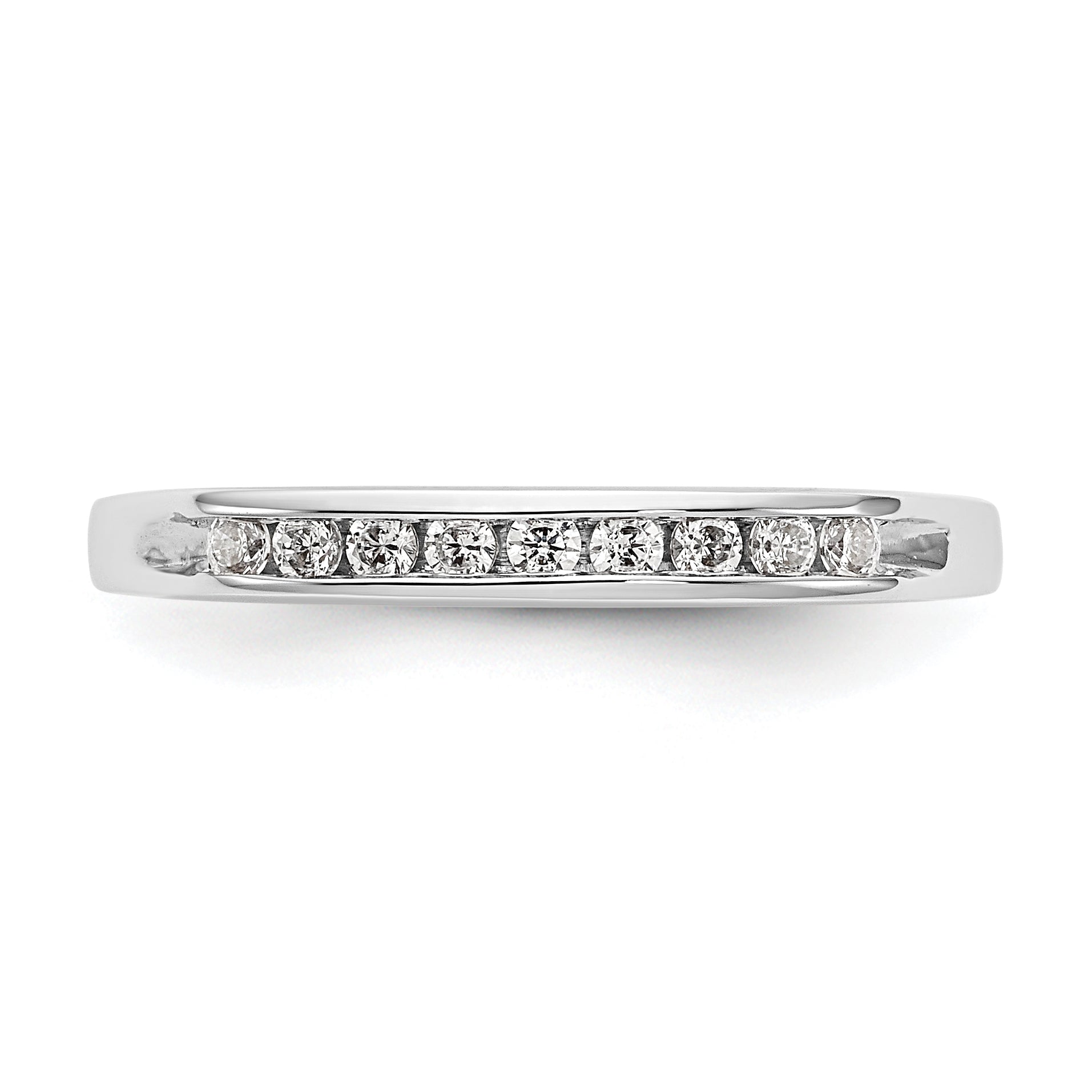 0.15ct. CZ Solid Real 14K White Gold 9-Stone Channel Wedding Band Ring