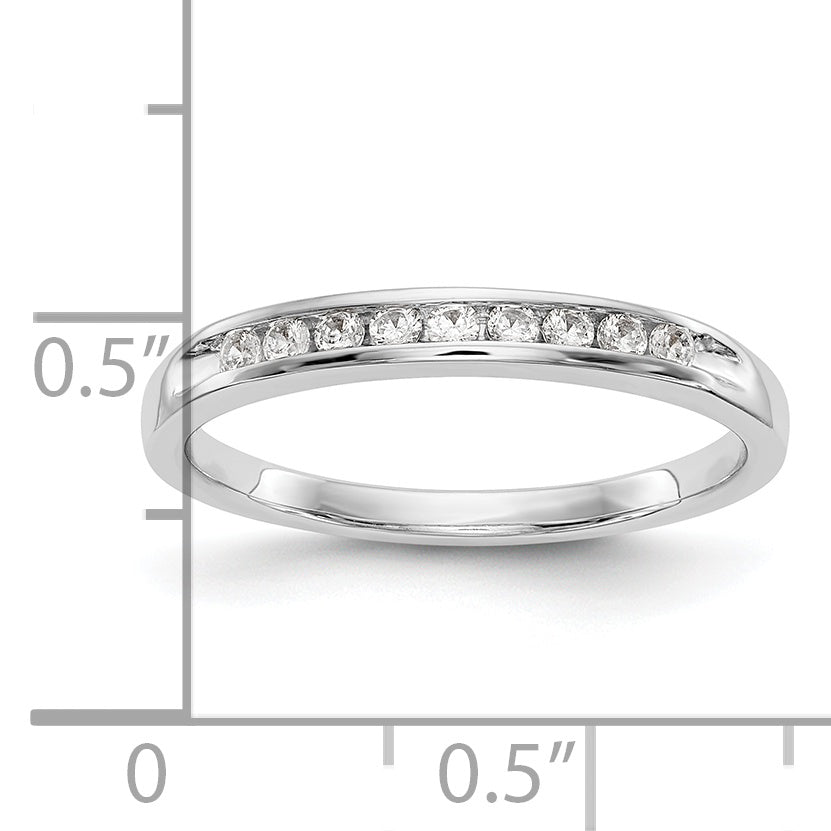 0.15ct. CZ Solid Real 14K White Gold 9-Stone Channel Wedding Band Ring