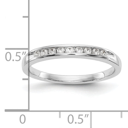 0.15ct. CZ Solid Real 14K White Gold 9-Stone Channel Wedding Band Ring