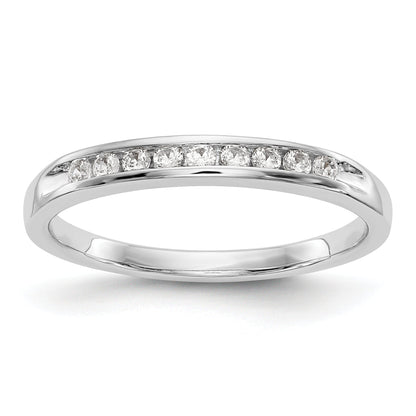 0.15ct. CZ Solid Real 14K White Gold 9-Stone Channel Wedding Band Ring