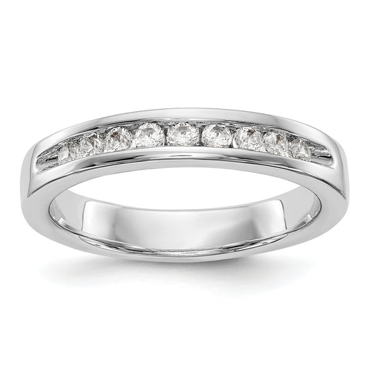 0.25ct. CZ Solid Real 14K White Gold 9-Stone Channel Wedding Band Ring