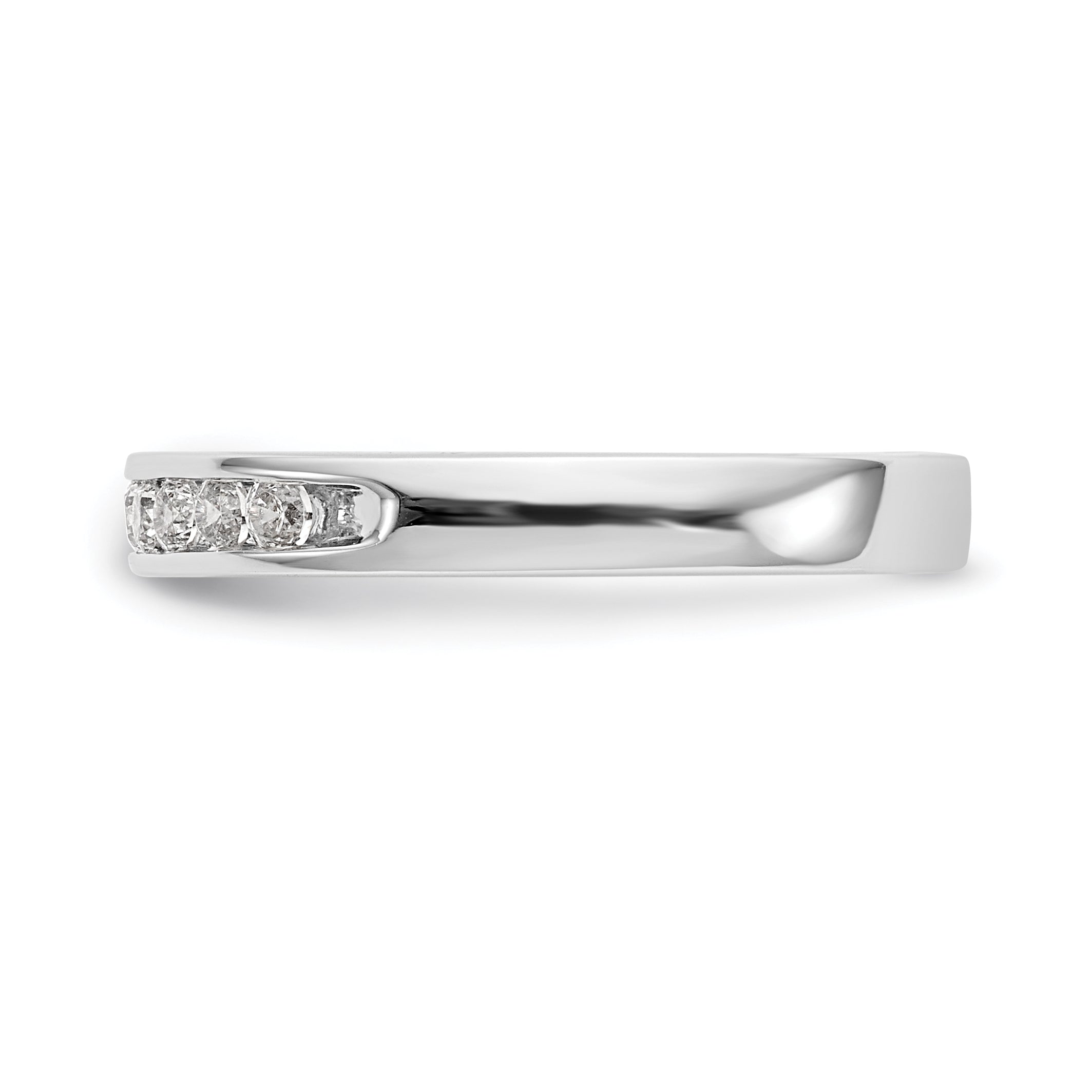 0.32ct. CZ Solid Real 14K White Gold 9-2mm Stone Ladies Wedding Band Ring