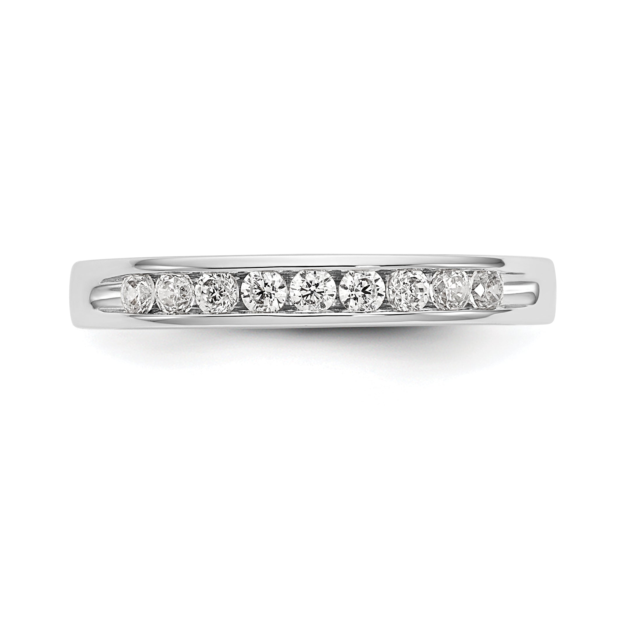 0.32ct. CZ Solid Real 14K White Gold 9-2mm Stone Ladies Wedding Band Ring