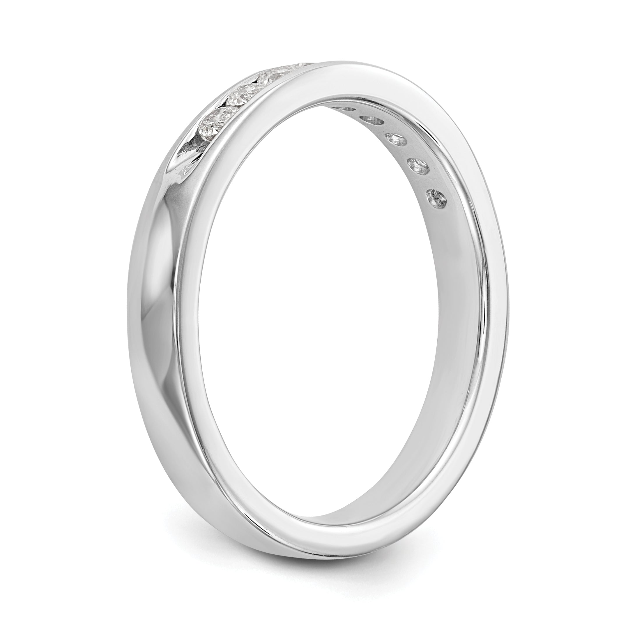 0.32ct. CZ Solid Real 14K White Gold 9-Stone Channel Wedding Band Ring