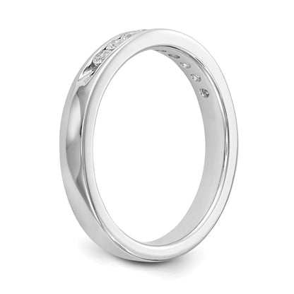 0.32ct. CZ Solid Real 14K White Gold 9-Stone Channel Wedding Band Ring