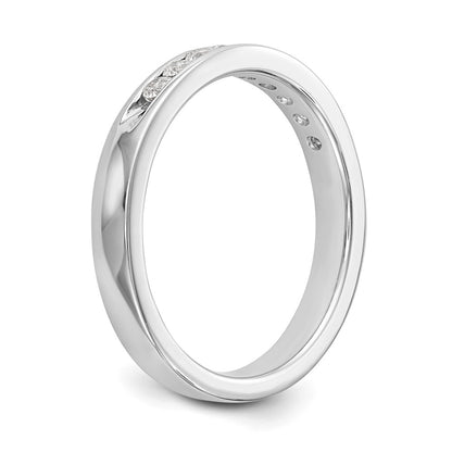 14k White Gold 9-Stone 1/3 carat Round Diamond Complete Channel Band