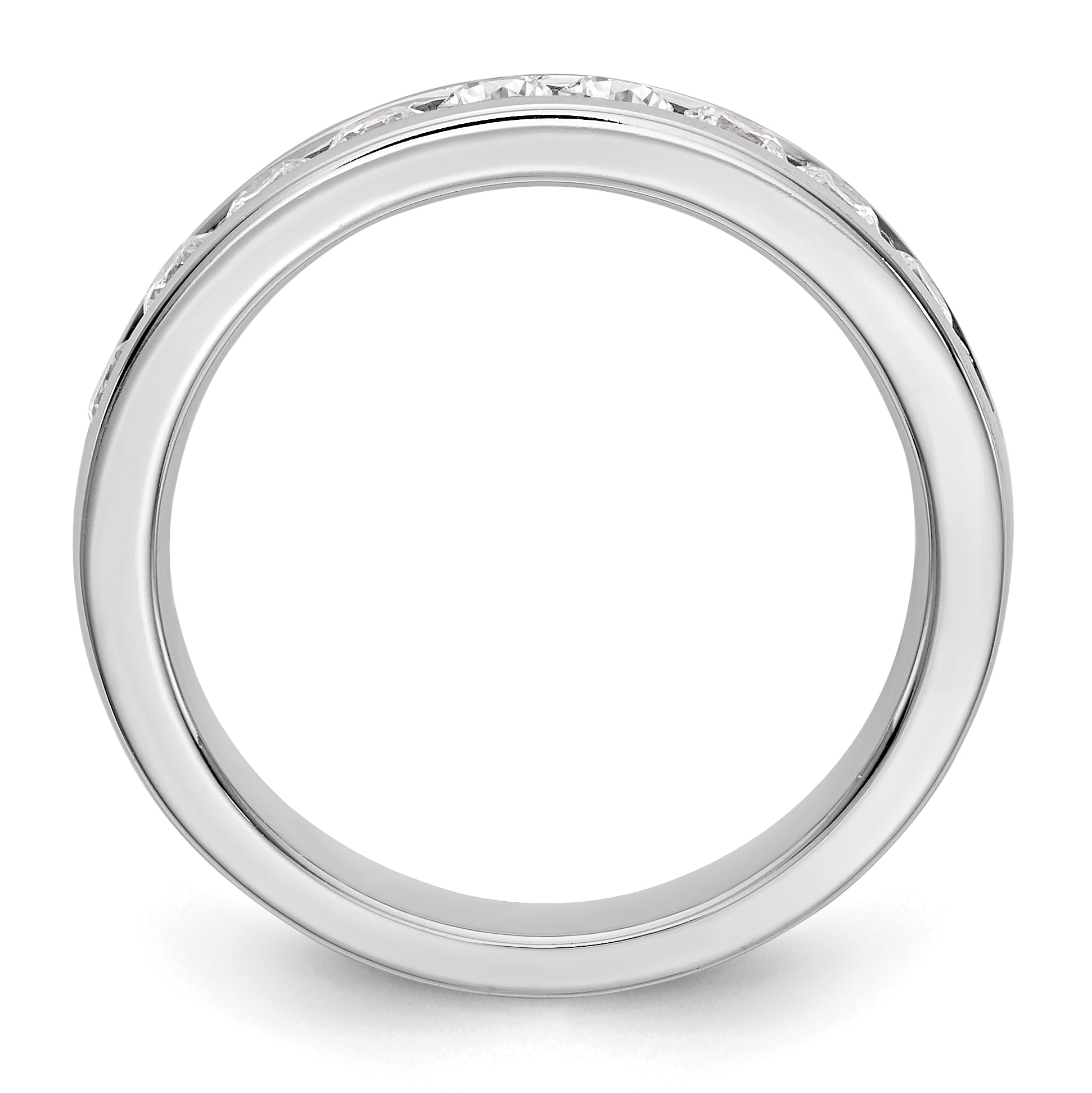 0.71ct. CZ Solid Real 14K White Gold 9-2.7mm Stone Ladies Wedding Band Ring