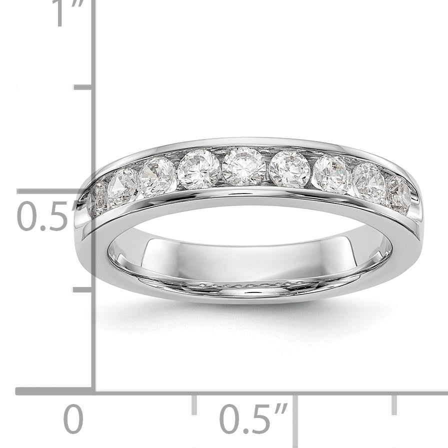 0.71ct. CZ Solid Real 14K White Gold 9-2.7mm Stone Ladies Wedding Band Ring