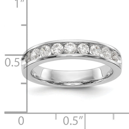 0.71ct. CZ Solid Real 14K White Gold 9-2.7mm Stone Ladies Wedding Band Ring