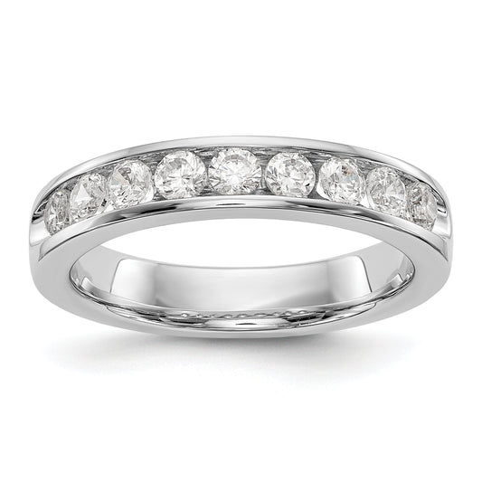 0.71ct. CZ Solid Real 14K White Gold 9-Stone Channel Wedding Band Ring
