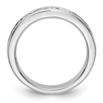 14K White Gold 9-Stone Real Diamond Channel Band