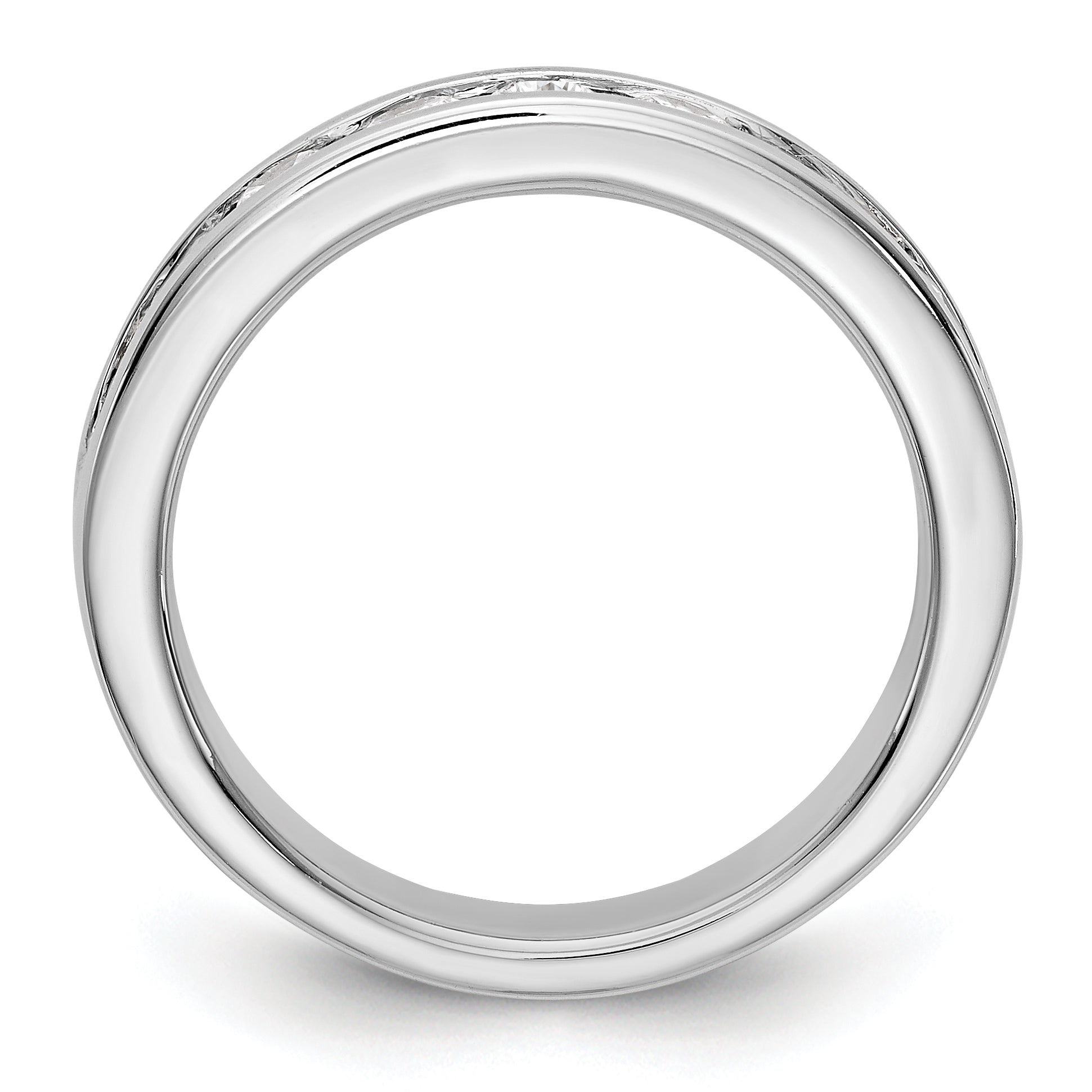 0.93ct. CZ Solid Real 14K White Gold 9-Stone Channel Wedding Band Ring