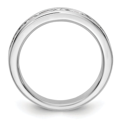 0.93ct. CZ Solid Real 14K White Gold 9-3mm Stone Channel Wedding Band Ring