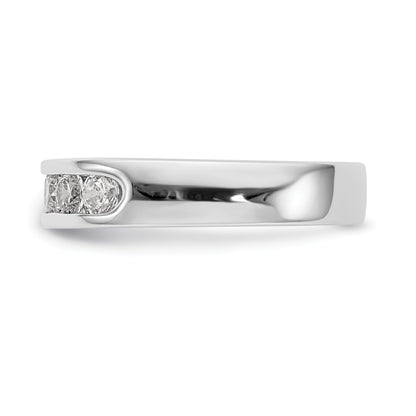 0.93ct. CZ Solid Real 14K White Gold 9-Stone Channel Wedding Band Ring