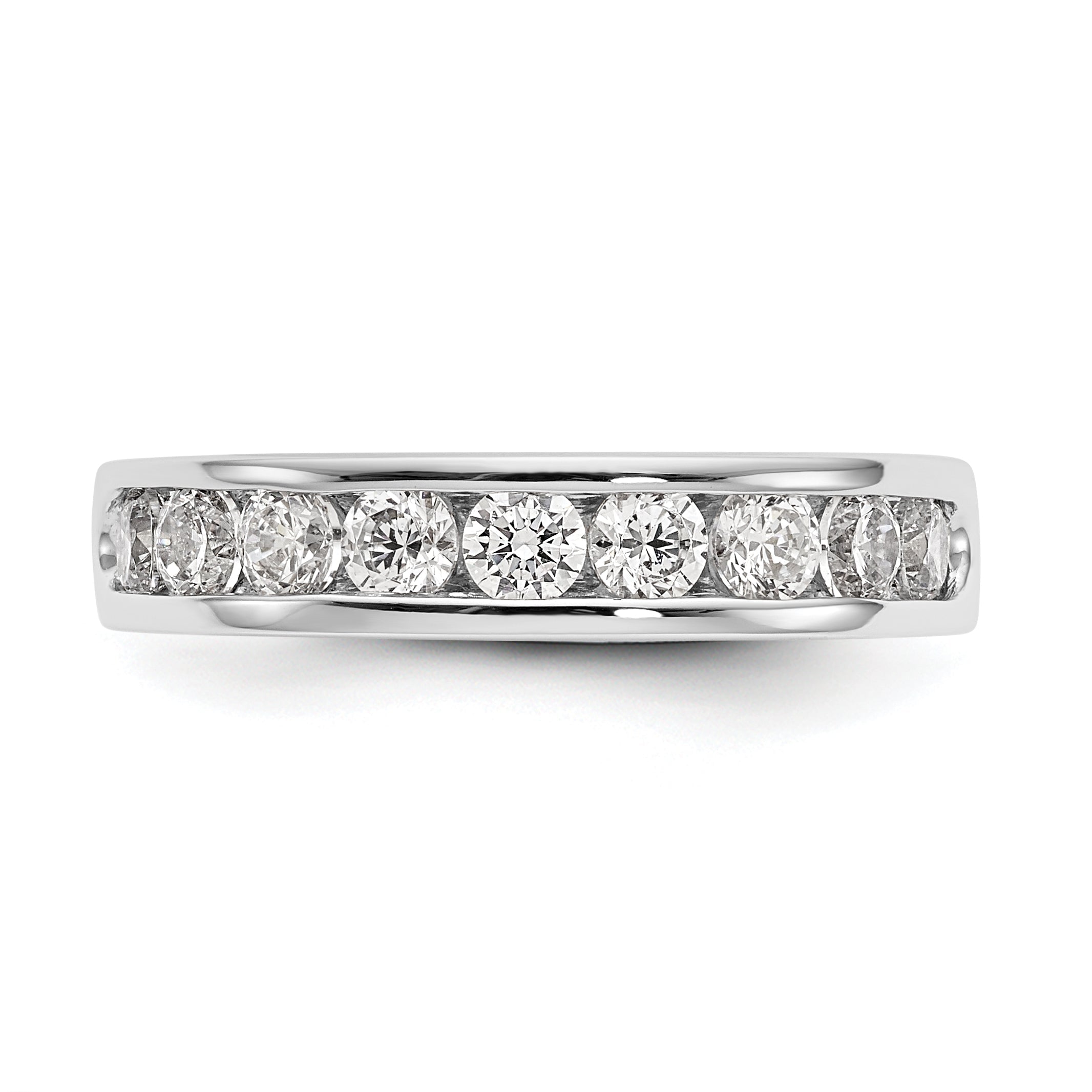 0.93ct. CZ Solid Real 14K White Gold 9-Stone Channel Wedding Band Ring
