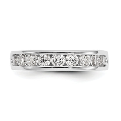 0.93ct. CZ Solid Real 14K White Gold 9-Stone Channel Wedding Band Ring