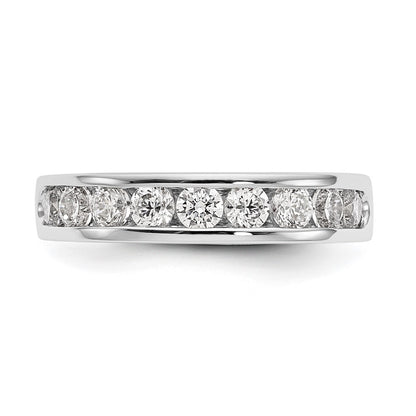 14K White Gold 9-Stone Real Diamond Channel Band