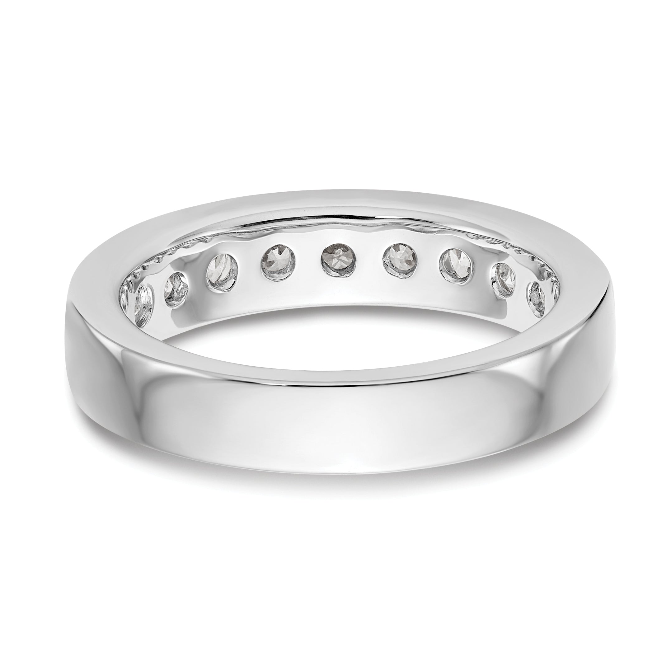 0.93ct. CZ Solid Real 14K White Gold 9-Stone Channel Wedding Band Ring