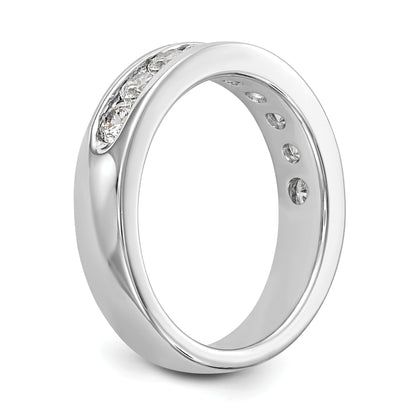 0.93ct. CZ Solid Real 14K White Gold 9-Stone Channel Wedding Band Ring