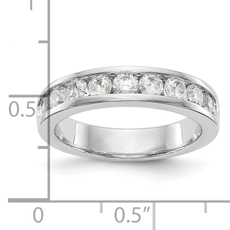0.93ct. CZ Solid Real 14K White Gold 9-3mm Stone Channel Wedding Band Ring