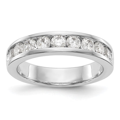 14K White Gold 9-Stone Real Diamond Channel Band