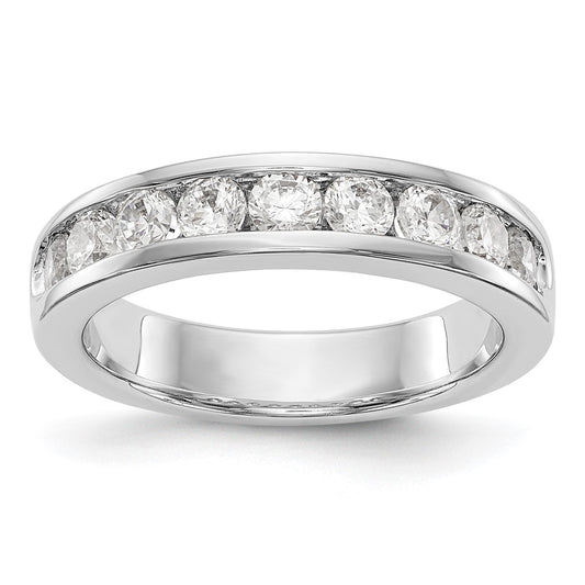 14K White Gold 9-Stone Real Diamond Channel Band