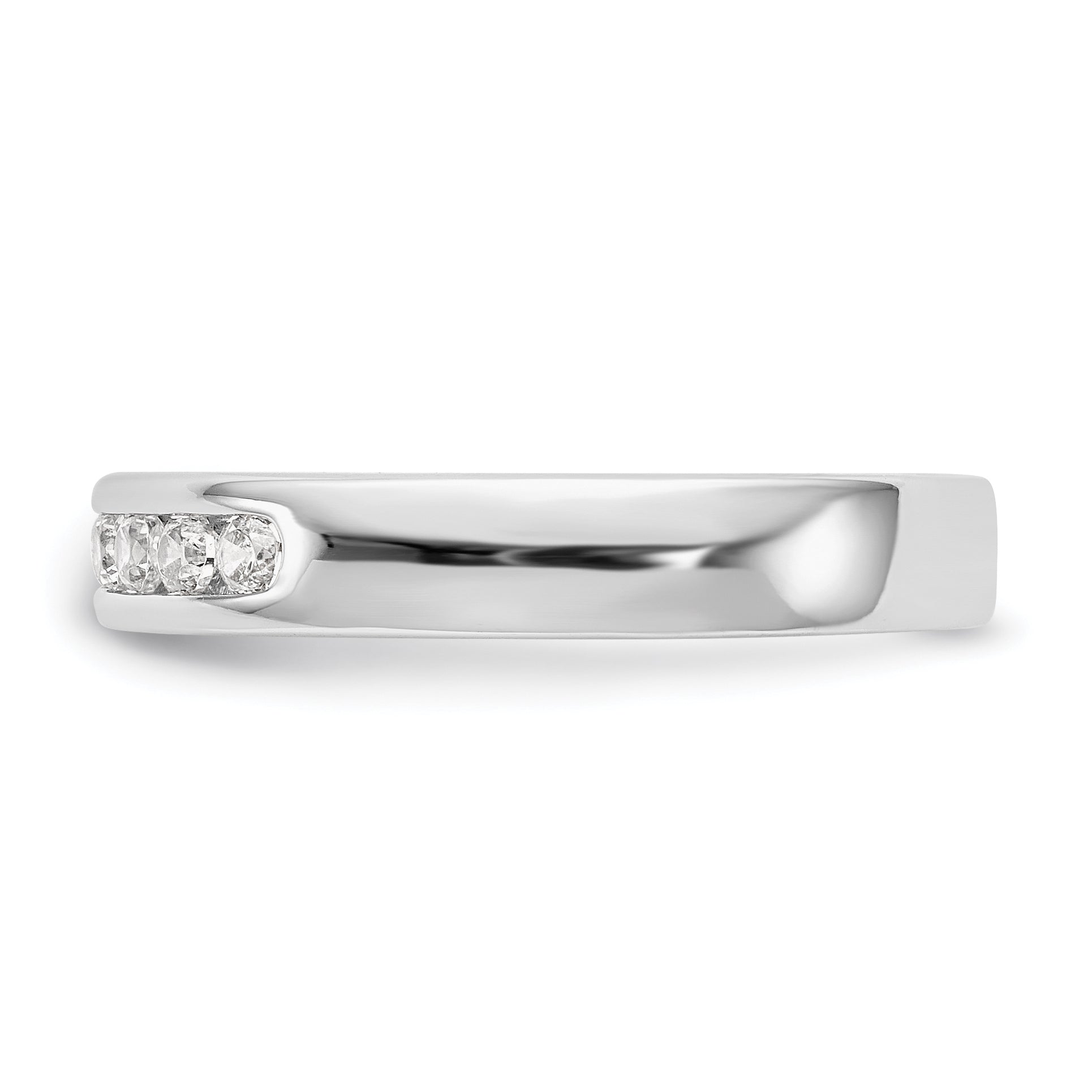 0.25ct. CZ Solid Real 14K White Gold 9-Stone Channel Wedding Band Ring