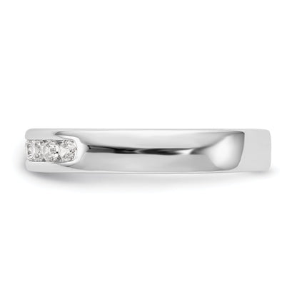 0.25ct. CZ Solid Real 14K White Gold 9-Stone Channel Wedding Band Ring
