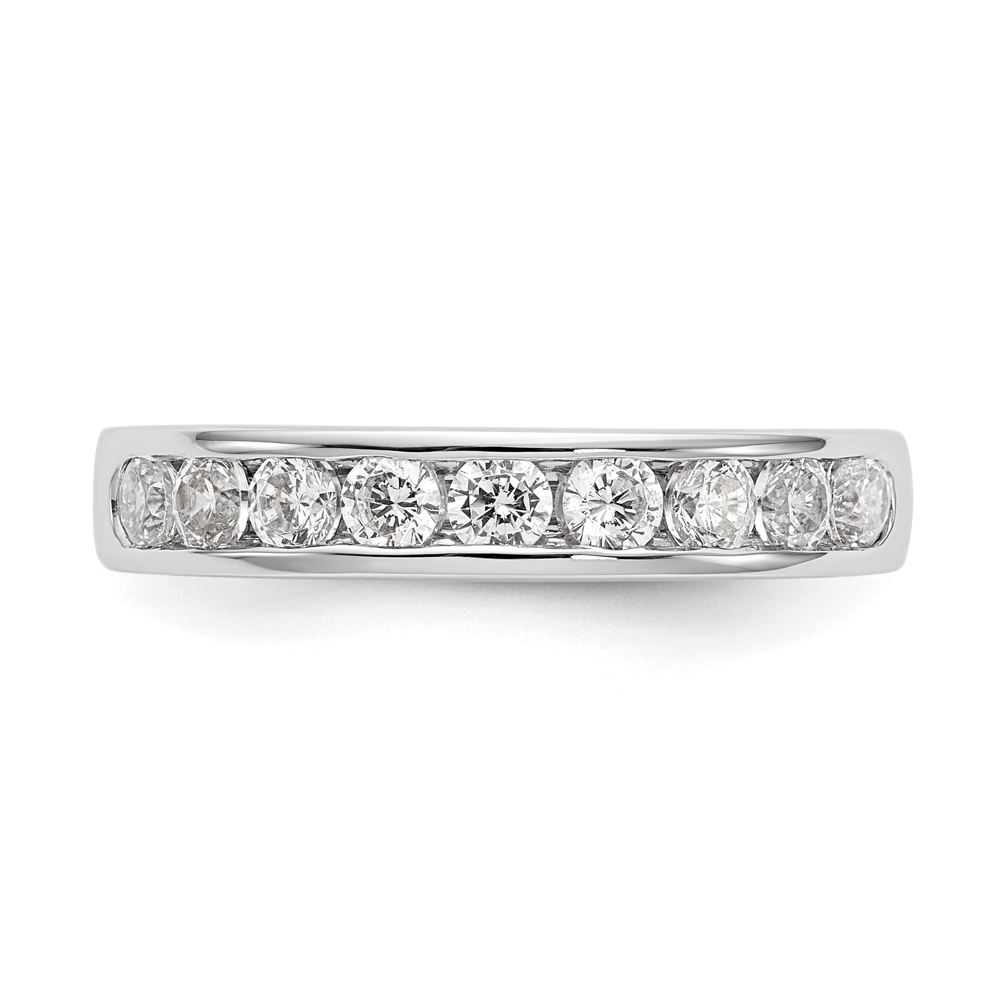 0.25ct. CZ Solid Real 14K White Gold 9-Stone Channel Wedding Band Ring