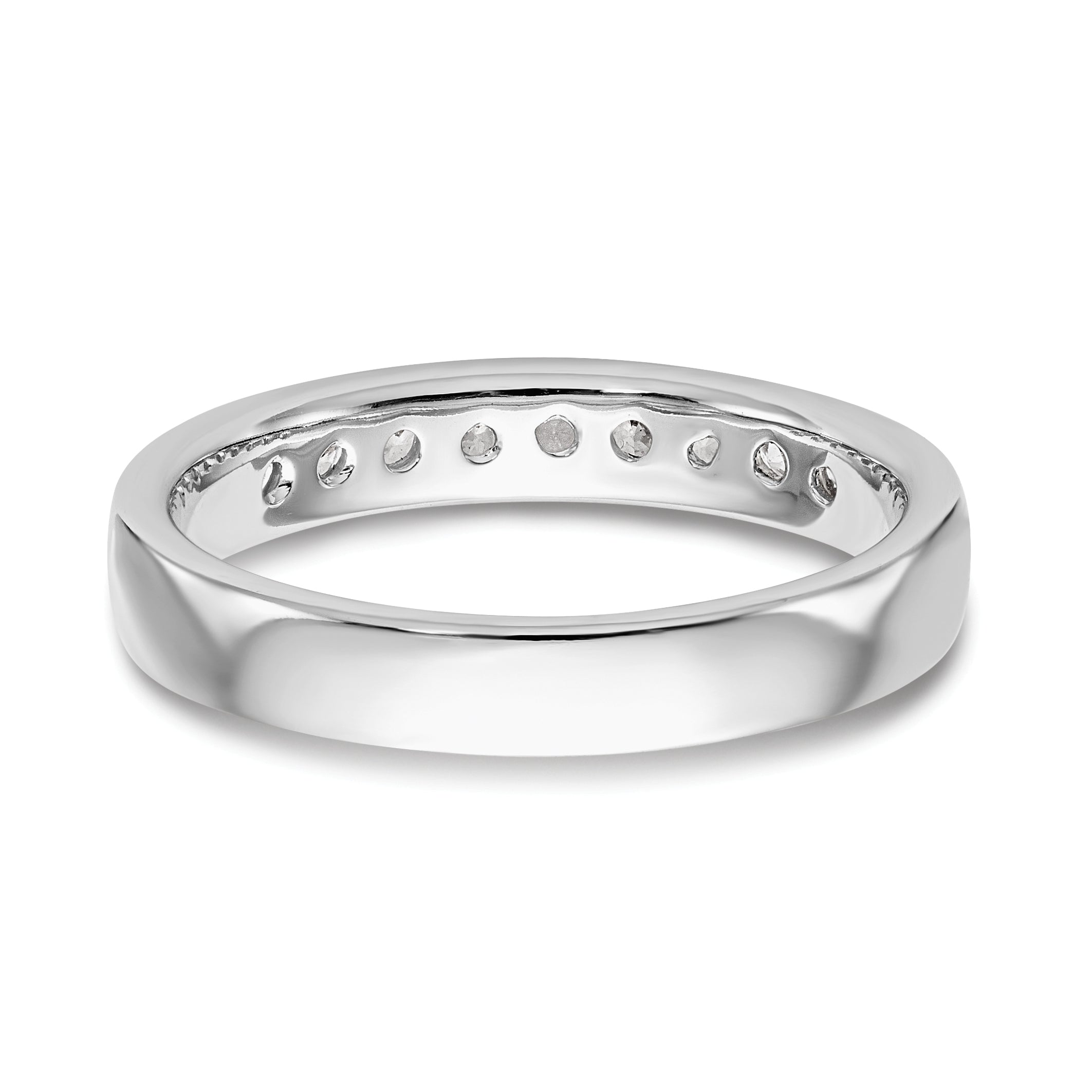 0.25ct. CZ Solid Real 14K White Gold 9-Stone Channel Wedding Band Ring