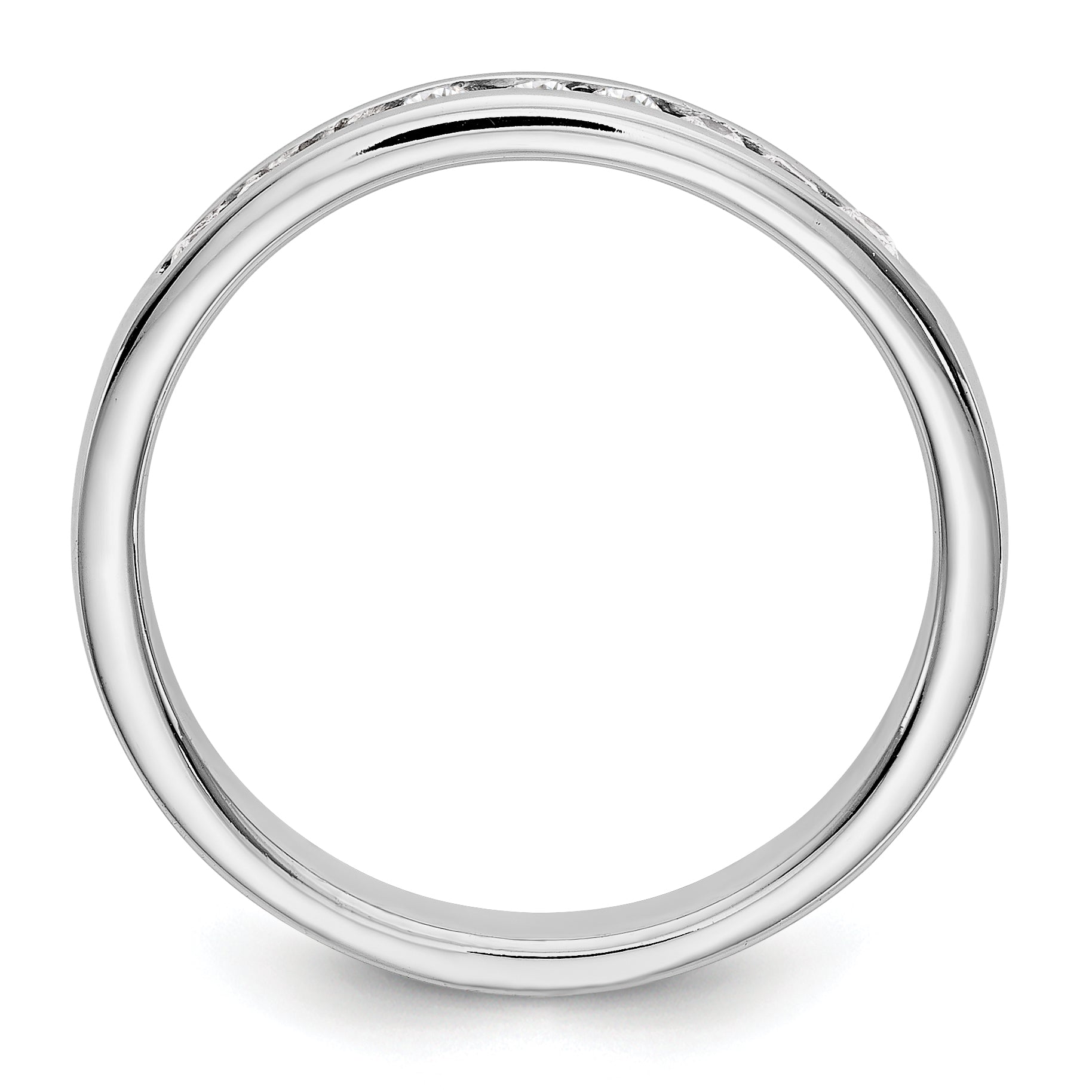 0.32ct. CZ Solid Real 14K White Gold 9-Stone Channel Wedding Band Ring