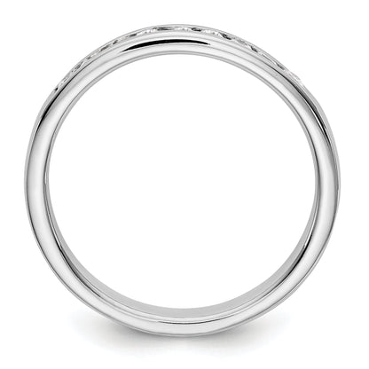 0.32ct. CZ Solid Real 14K White Gold 9-Stone Channel Wedding Band Ring