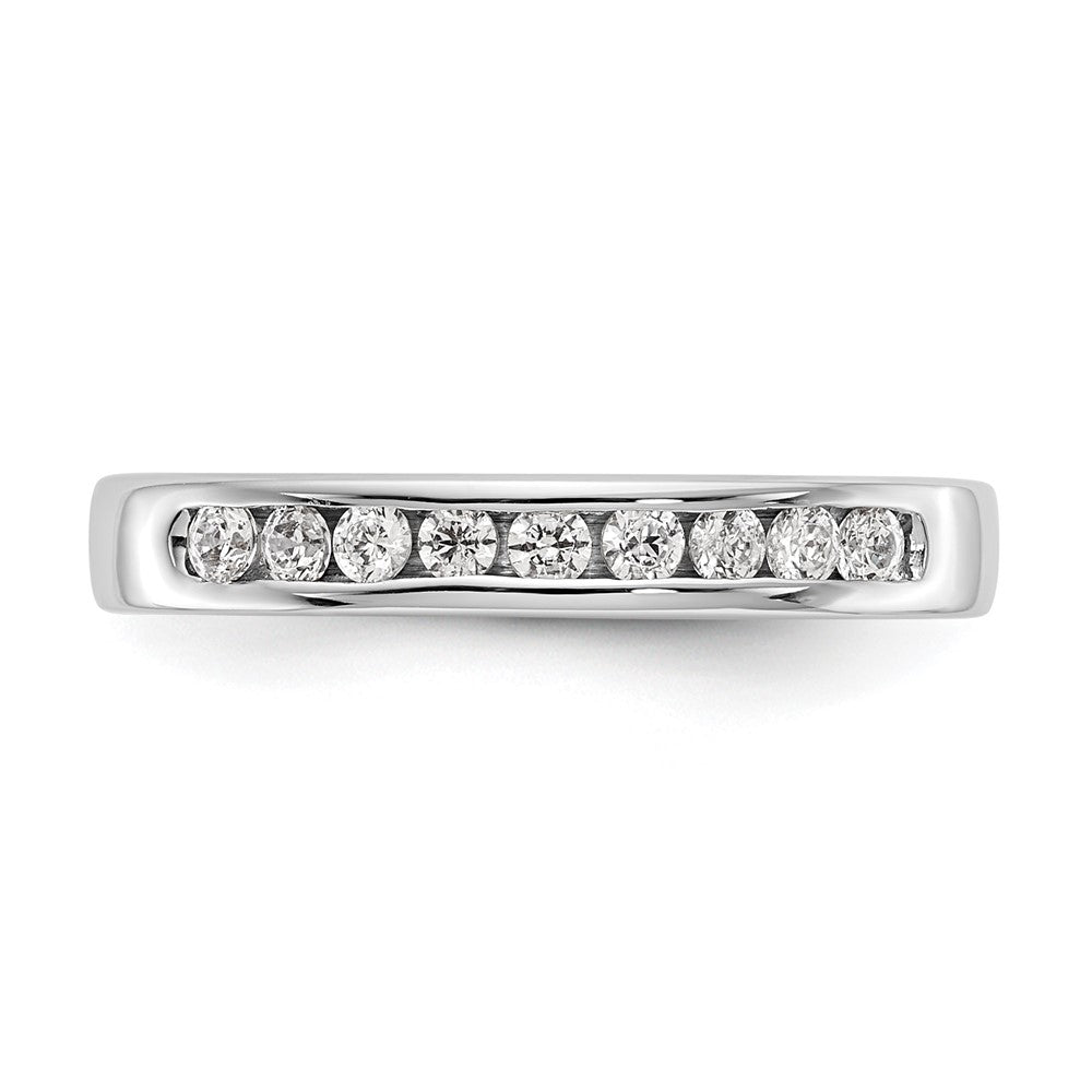 14k White Gold 9-Stone 1/3 carat Round Diamond Complete Channel Band