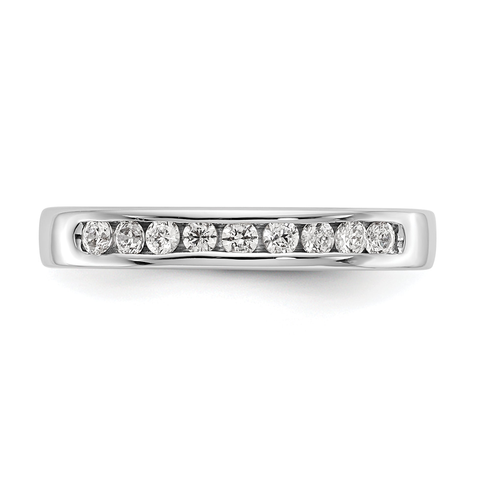 0.32ct. CZ Solid Real 14K White Gold 9-Stone Channel Wedding Band Ring