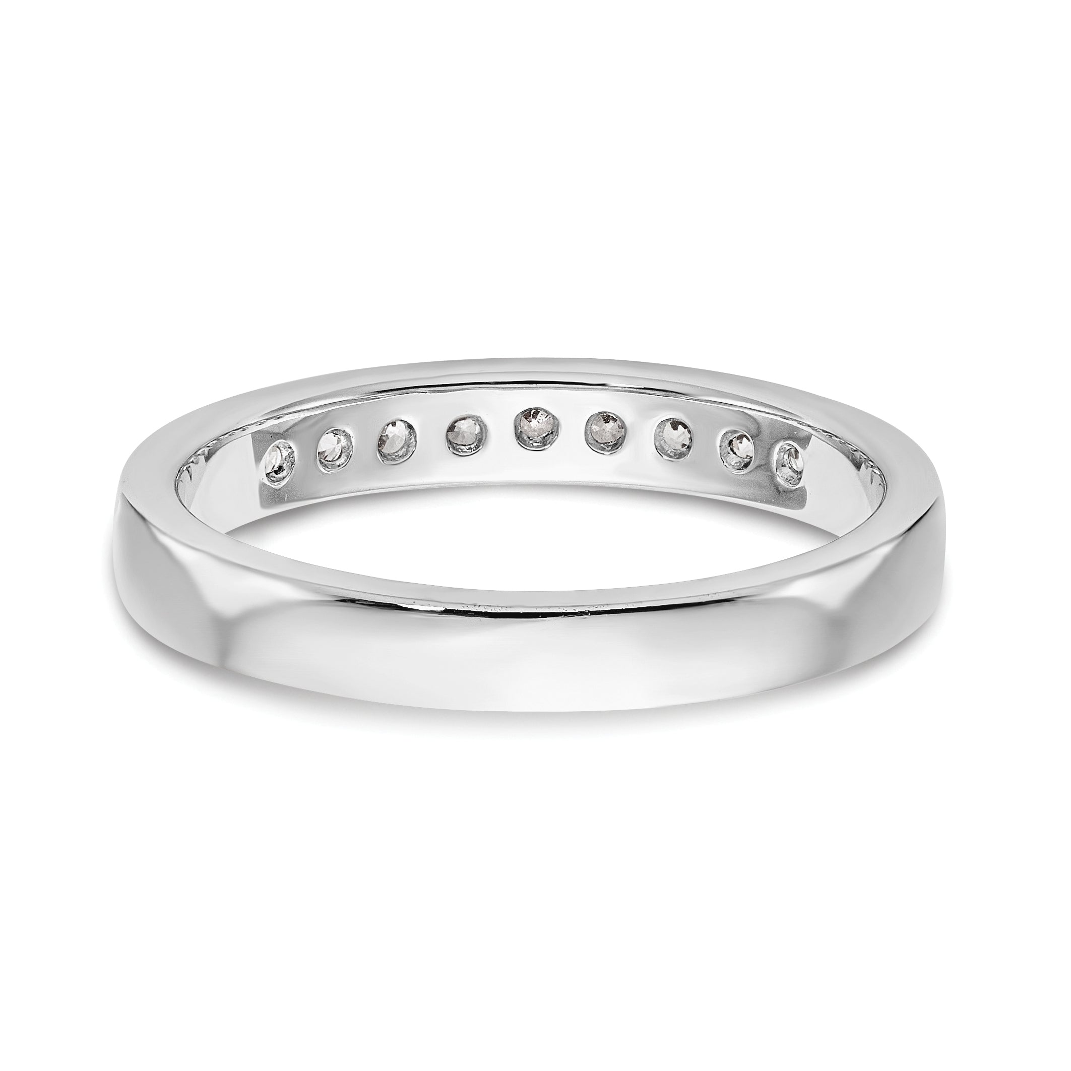 0.32ct. CZ Solid Real 14K White Gold 9-Stone Channel Wedding Band Ring