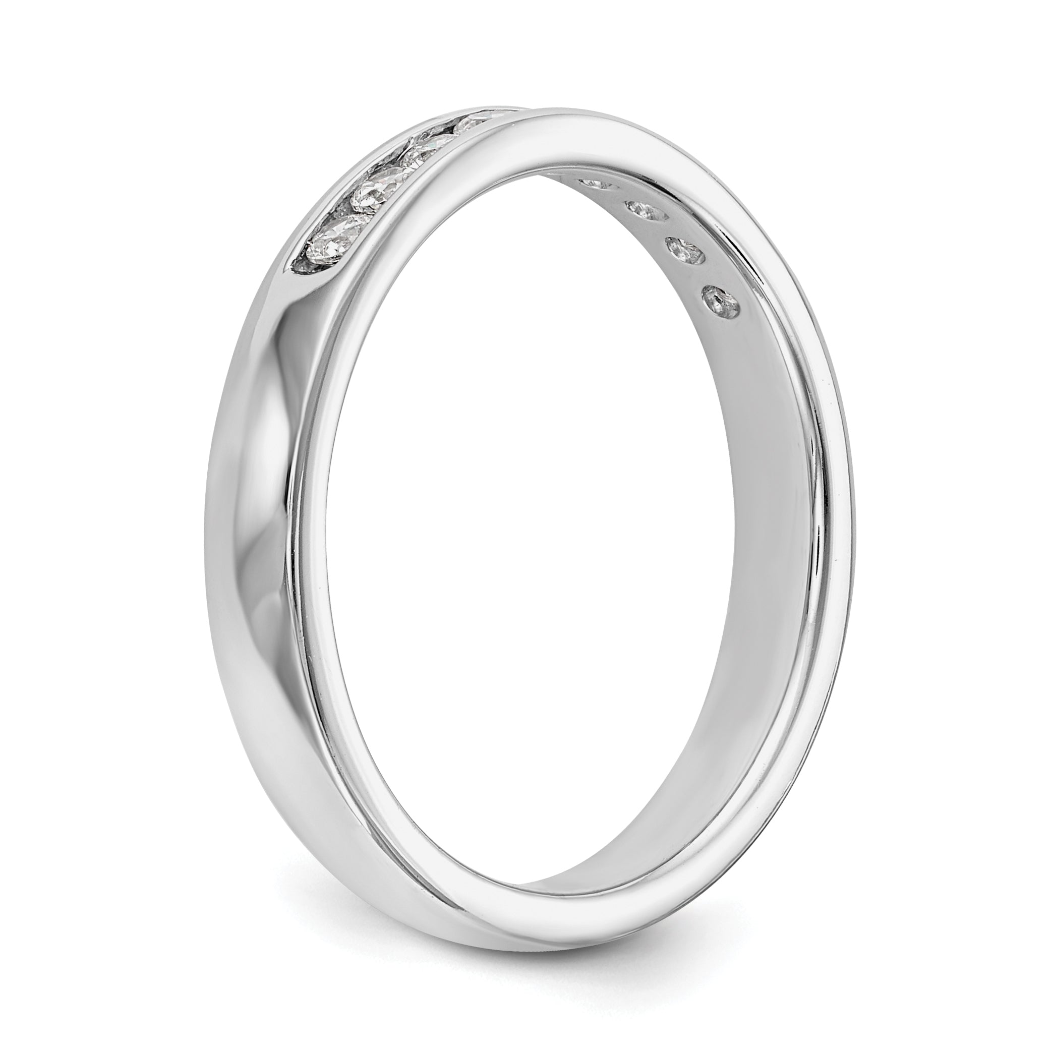 0.32ct. CZ Solid Real 14K White Gold 9-Stone Channel Wedding Band Ring