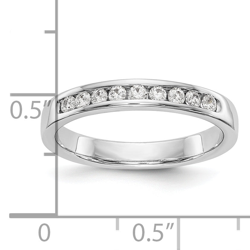 0.32ct. CZ Solid Real 14K White Gold 9-2mm Stone Channel Wedding Band Ring