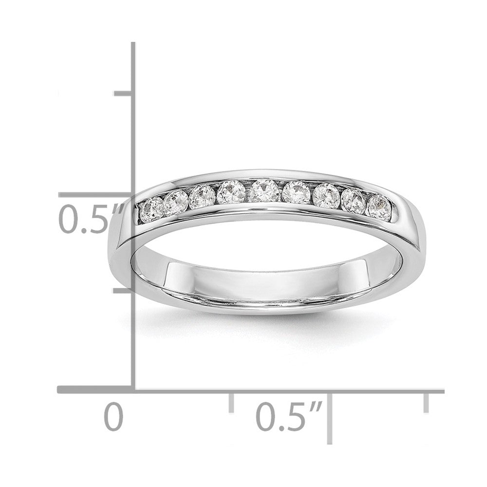 14k White Gold 9-Stone 1/3 carat Round Diamond Complete Channel Band