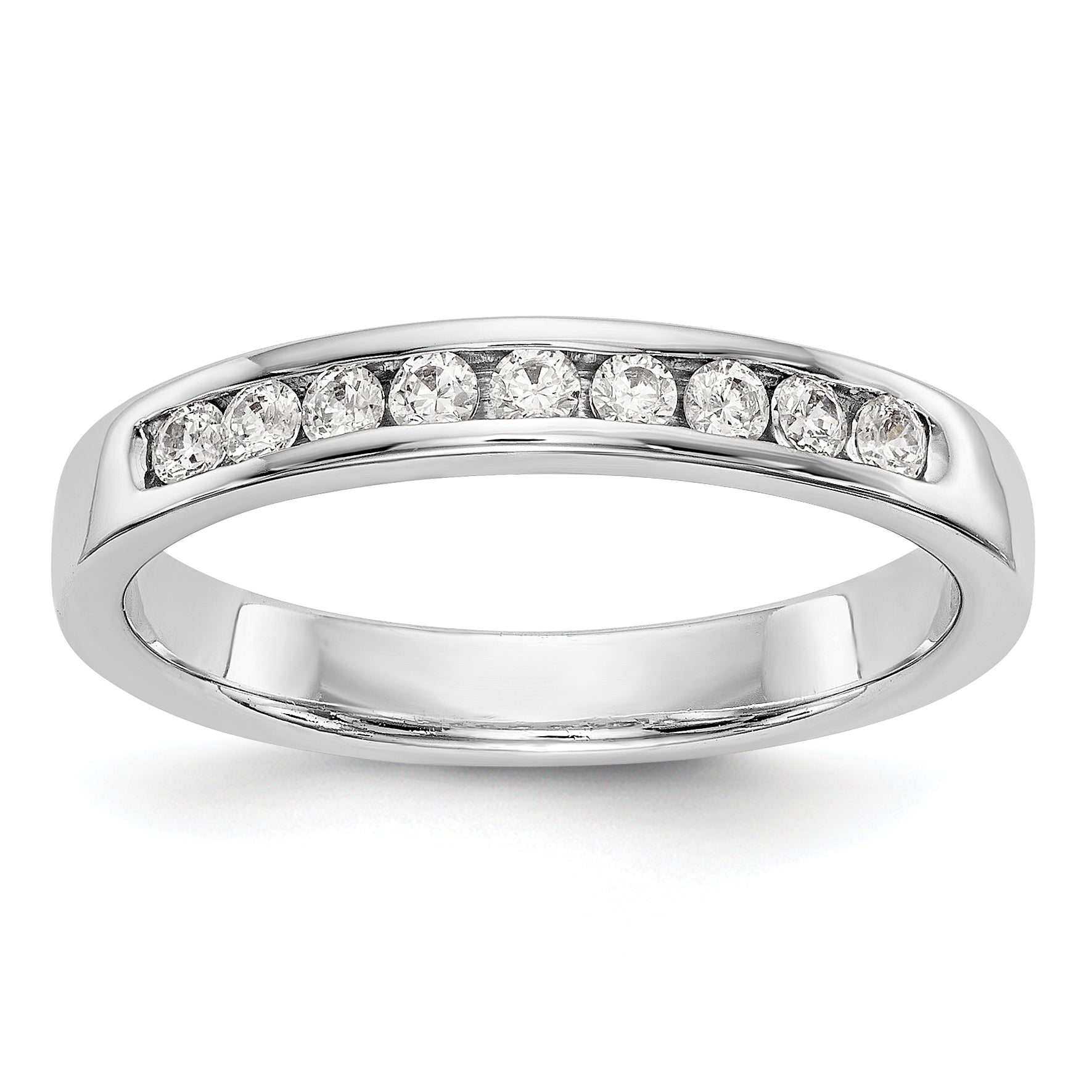 0.32ct. CZ Solid Real 14K White Gold 9-2mm Stone Channel Wedding Band Ring